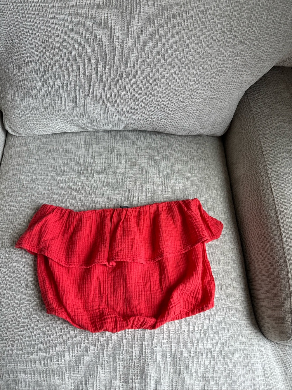 aerie Red Tube Top Ruffle Cropped